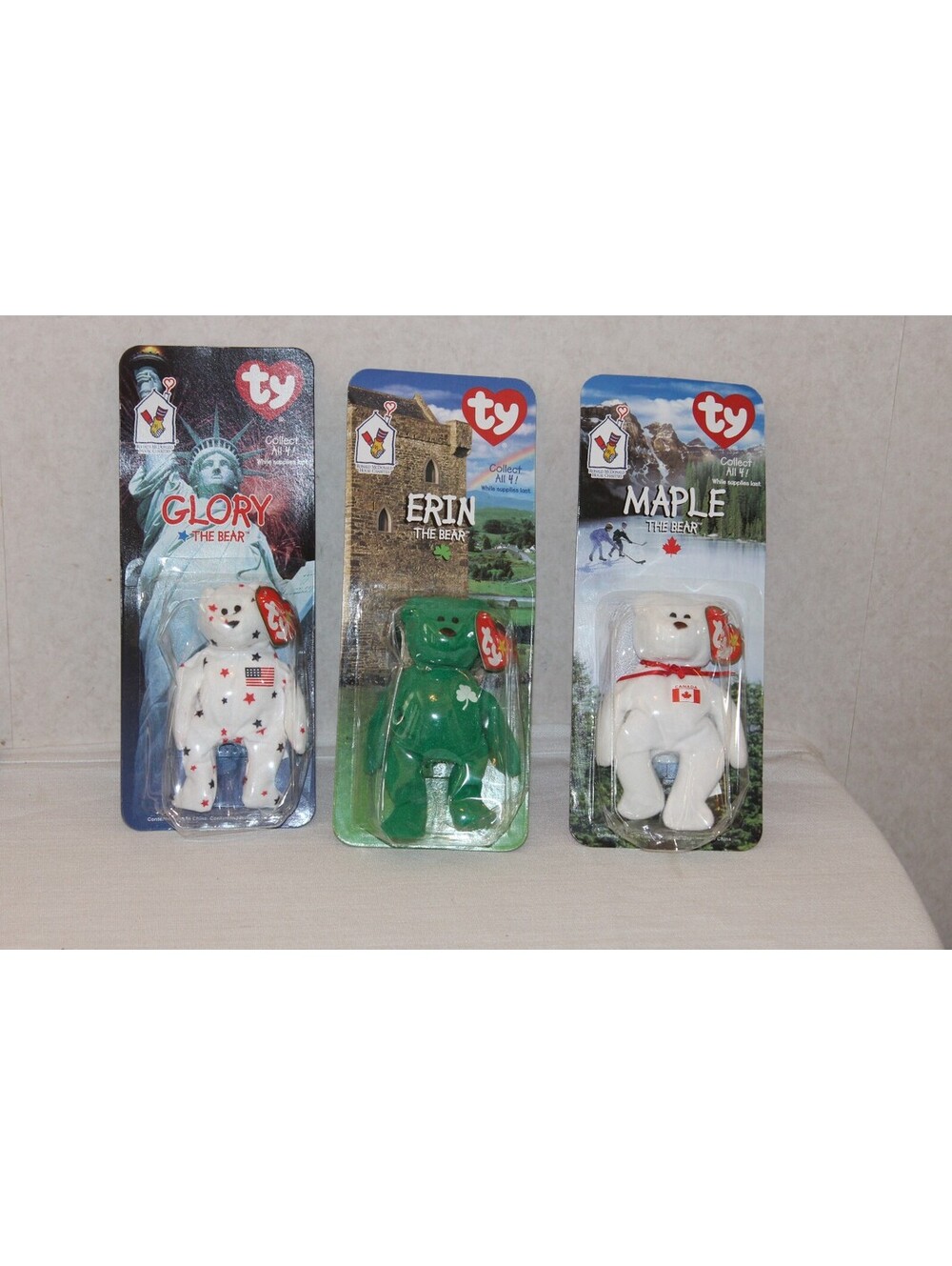 NEW 1999 McDonald’s TY Teenie Beanie Babies International Bears Set of 3